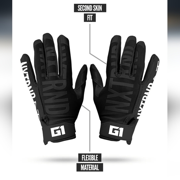 Black G1 Football Gloves NEW - Picture 3 of 14